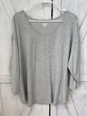 Lands' End Scoop Neck Tunic Top Women’s 2X Gray Jersey Knit Casual Classic